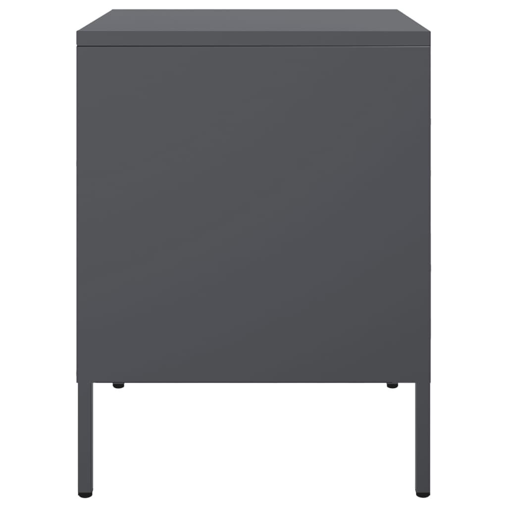 vidaXL Κομοδίνο Ανθρακί 36x39x50,5 εκ. από Χάλυβα
