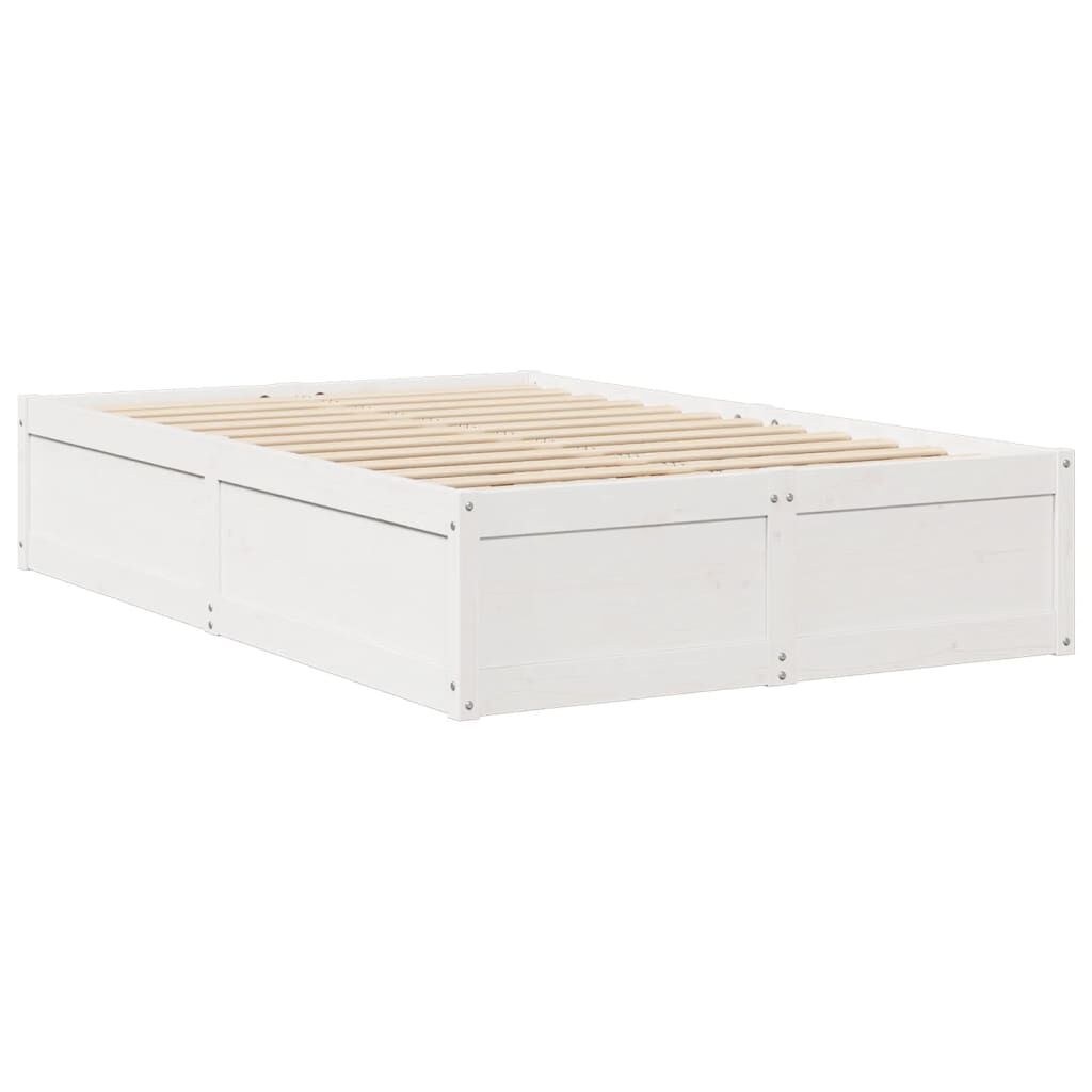 vidaXL Κρεβάτι με Στρώμα Λευκό 120x200 εκ Μασίφ Ξύλο Πεύκου