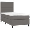 vidaXL Κρεβάτι Boxspring με Στρώμα Γκρι 90x200 εκ. από Συνθετικό Δέρμα
