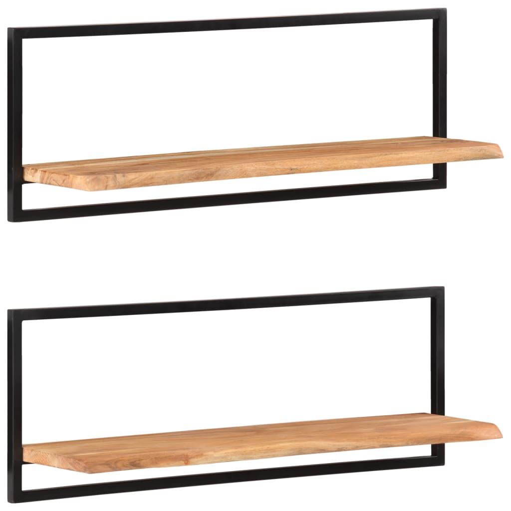 vidaXL Ράφια Τοίχου 2 τεμ. 100x24x35 εκ. Μασίφ Ξύλο Ακακίας & Ατσάλι