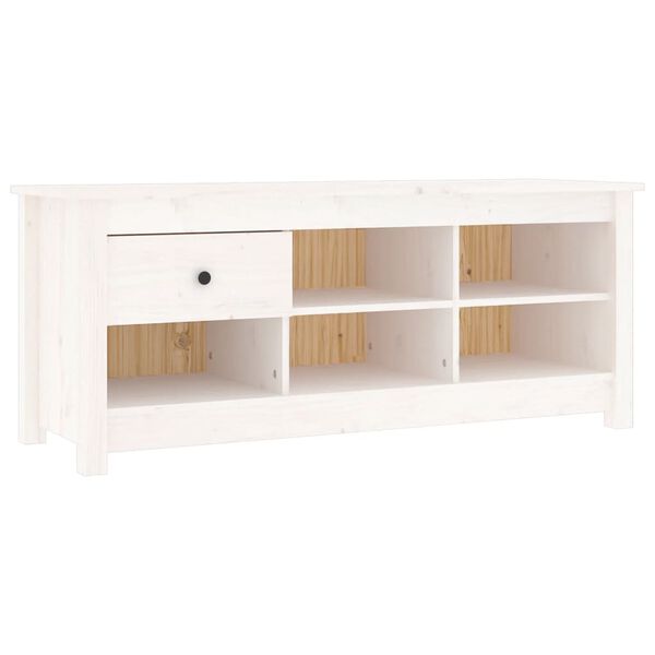 vidaXL Παπουτσοθήκη Λευκή 110 x 38 x 45,5 εκ. από Μασίφ Ξύλο Πεύκου