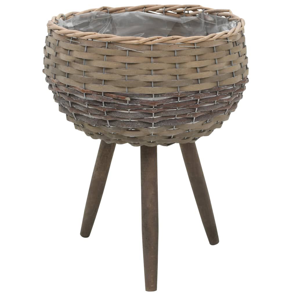 vidaXL Γλάστρες 3 τεμ. από Wicker με Επένδυση Πολυαιθυλενίου