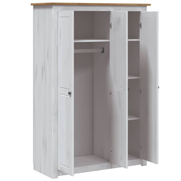 vidaXL Ντουλάπα Τρίφυλλη Λευκή 118x50x171,5εκ Ξύλο Πεύκου Σειρά Panama