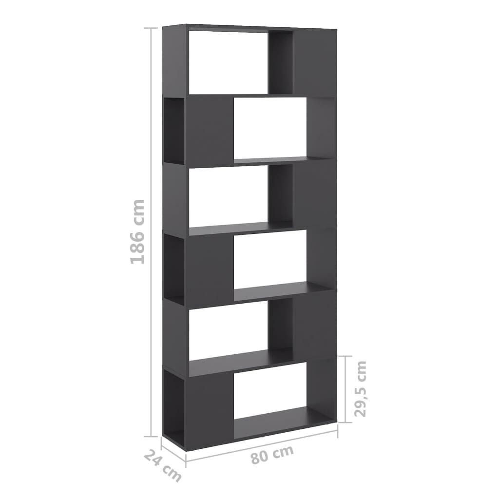vidaXL Βιβλιοθήκη/Διαχωριστικό Χώρου Γκρι 80x24x186 εκ. Μοριοσανίδα