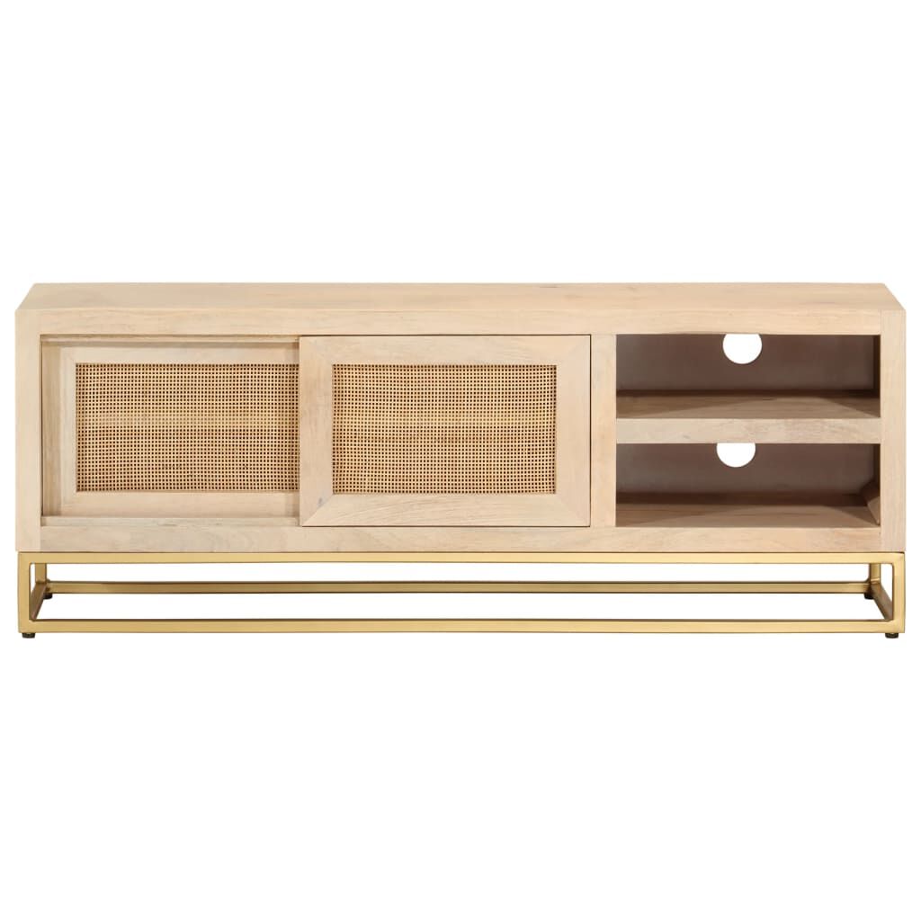 vidaXL Έπιπλο Τηλεόρασης 110 x 30 x 40 εκ. Μασίφ Ξύλο Μάνγκο & Σίδηρος