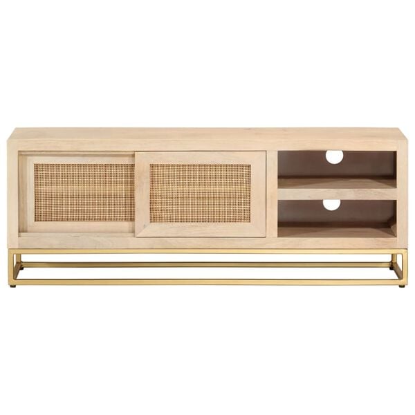 vidaXL Έπιπλο Τηλεόρασης 110 x 30 x 40 εκ. Μασίφ Ξύλο Μάνγκο & Σίδηρος