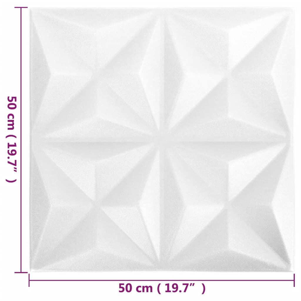 vidaXL Πάνελ Τοίχου 3D 24 τεμ. Λευκό Origami 50 x 50 εκ. 6 μ²
