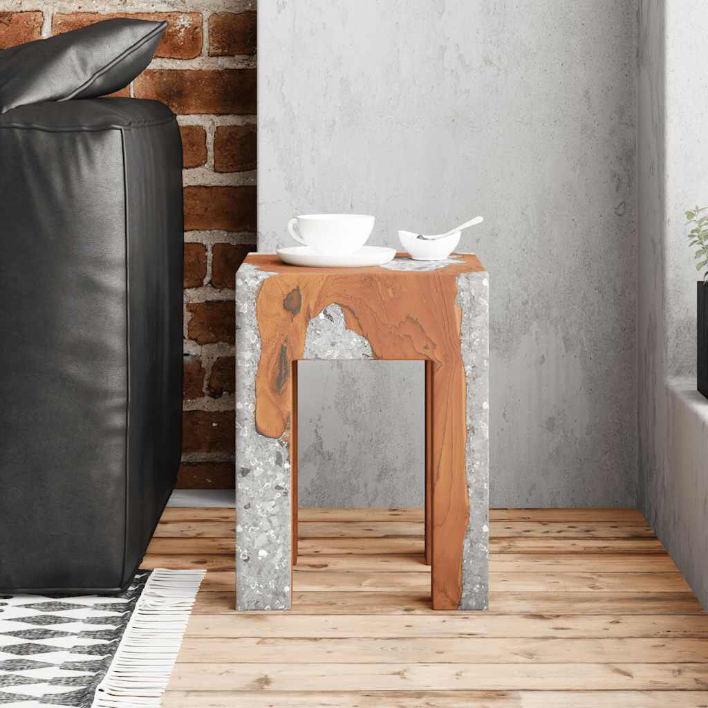 vidaXL Σκαμπό από Μασίφ Ξύλο Teak και Ρητίνη