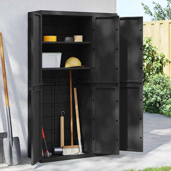 vidaXL Ντουλάπι Αποθ. Εξ. Χώρου Μαύρο 97x37x165εκ. Πολυπροπυλένιο