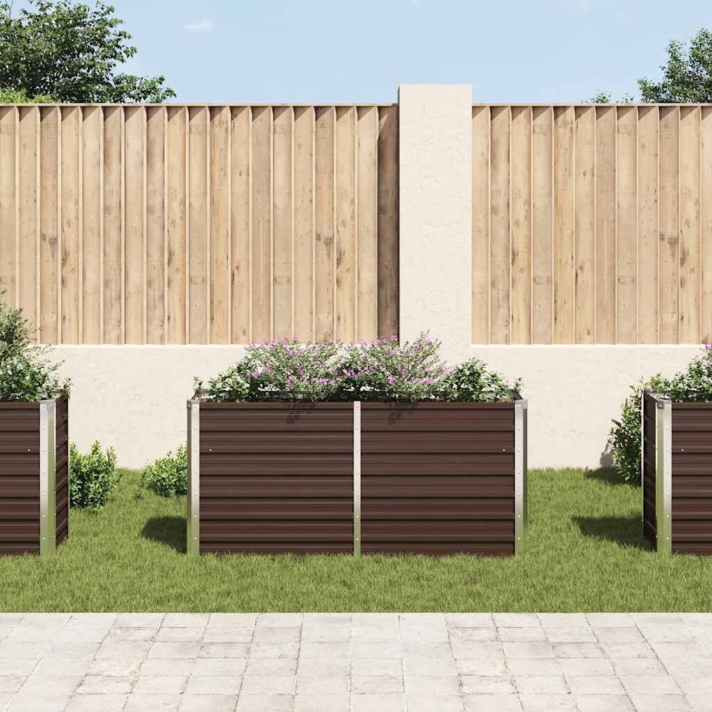 vidaXL Ζαρντινιέρα Υπερυψωμένη Καφέ 160x40x77 εκ. Γαλβανισμ. Χάλυβας
