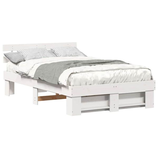 vidaXL Σκελετός Κρεβατιού Λευκό 120 x 190 cm Μασίφ ξύλο πεύκου