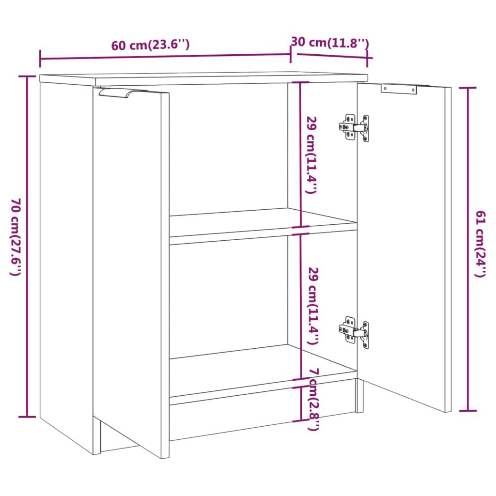 vidaXL Μπουφές Καφέ Δρυς 60 x 30 x 70 εκ. από Επεξεργασμένο Ξύλο