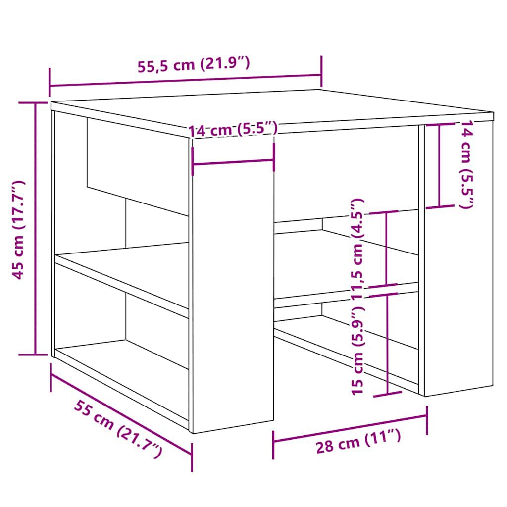 vidaXL Τραπεζάκι σαλονιού Artisan Oak 55,5x55x45cm Κατασκευασμένο ξύλο