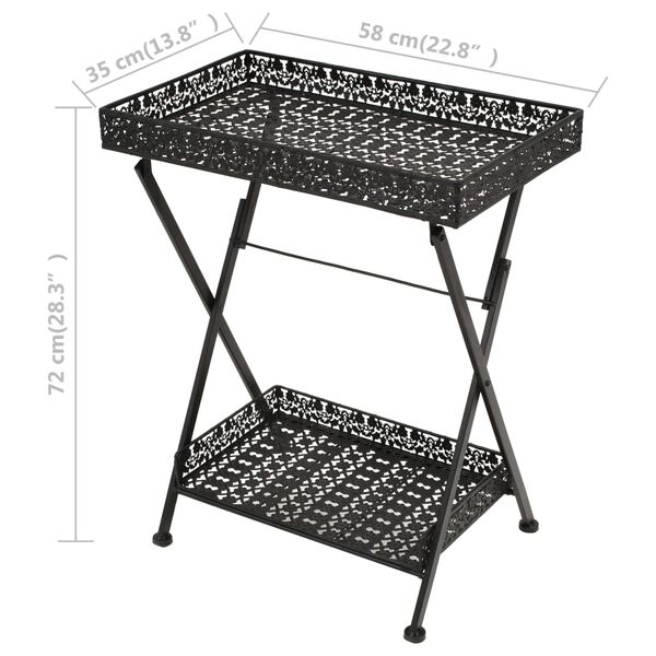 vidaXL Τραπεζάκι Πτυσσόμενο Vintage Μαύρο 58 x 35 x 72 εκ. Μεταλλικό