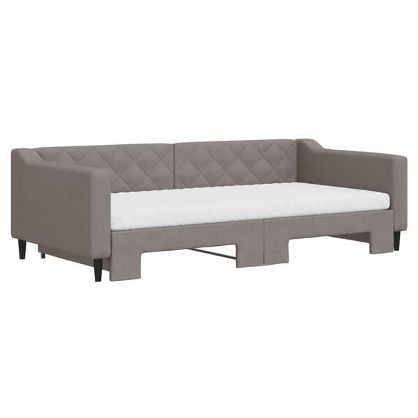 vidaXL Καναπές Κρεβάτι Συρόμενος Taupe 100x200εκ. Υφασμάτινος Στρώματα