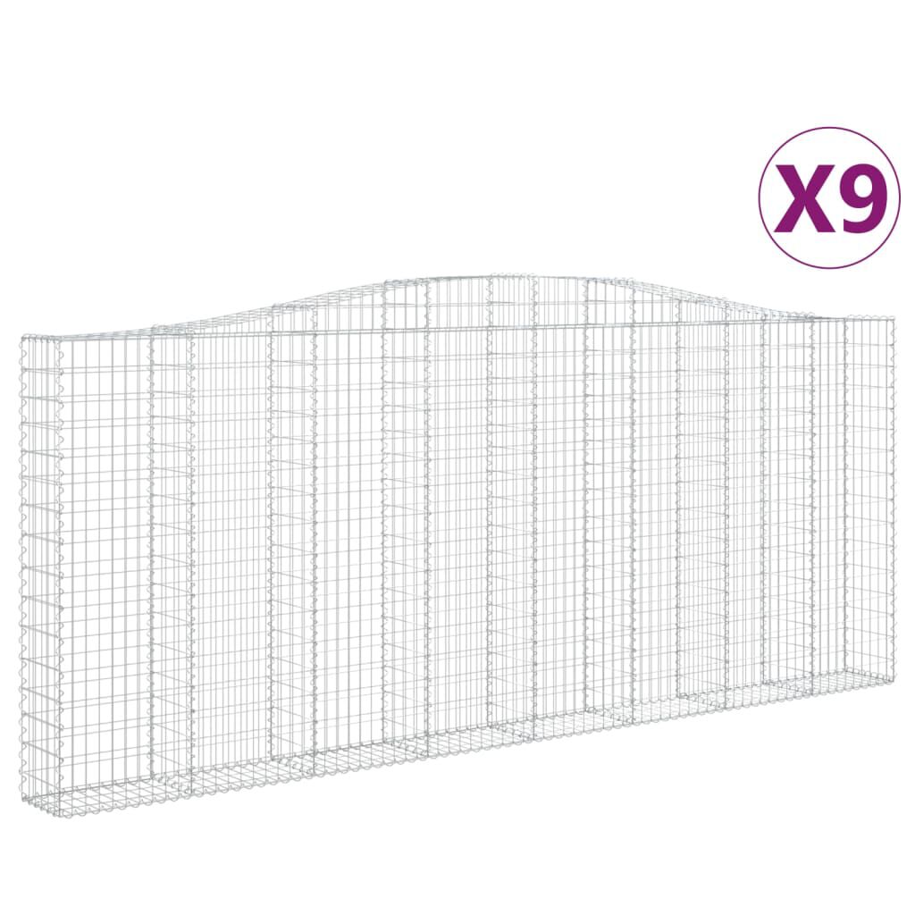 vidaXL Συρματοκιβώτια Τοξωτά 9 τεμ. 400x30x160/180 εκ. Γαλβαν. Ατσάλι