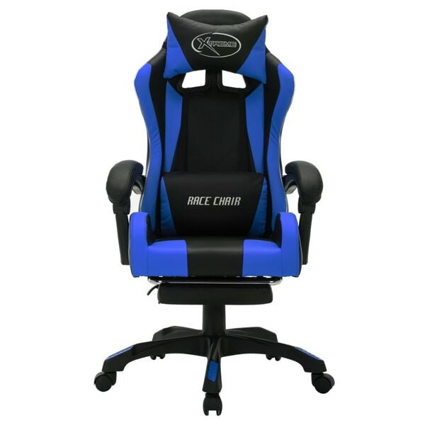 vidaXL Καρέκλα Racing με Φωτισμό RGB LED Μπλε/Μαύρο Συνθετικό Δέρμα