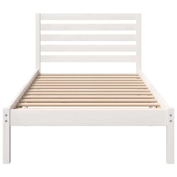 vidaXL Σκελετός Κρεβατιού Λευκό 90 x 190 cm Μασίφ ξύλο πεύκου