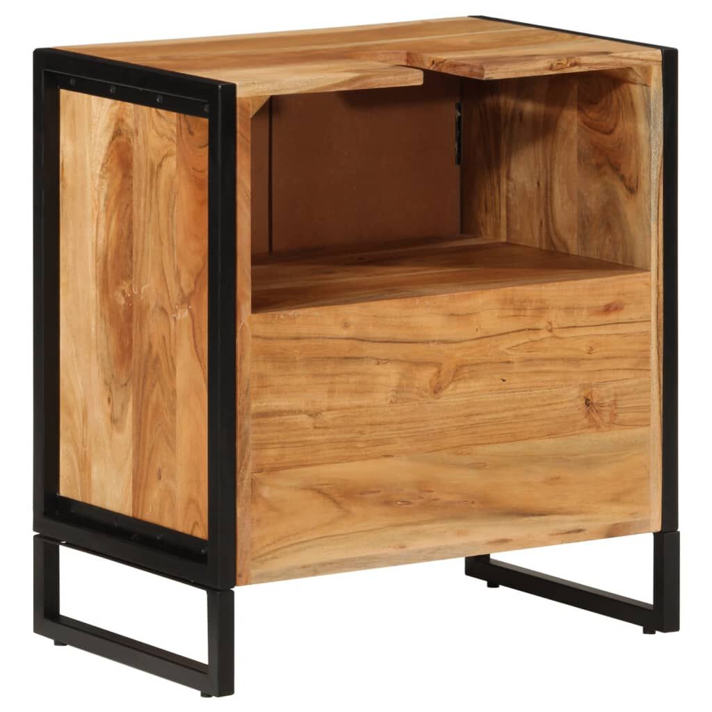vidaXL Ντουλάπι Μπάνιου Επιτοίχιο 55x35x60 εκ. Μασίφ Ακακία/Σίδερο