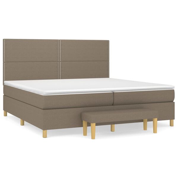 vidaXL &Kappa;&rho;&epsilon;&beta;ά&tau;&iota; Boxspring &mu;&epsilon; &Sigma;&tau;&rho;ώ&mu;&alpha; Taupe 200x200 &epsilon;&kappa;. &Upsilon;&phi;&alpha;&sigma;&mu;ά&tau;&iota;&nu;&omicron;