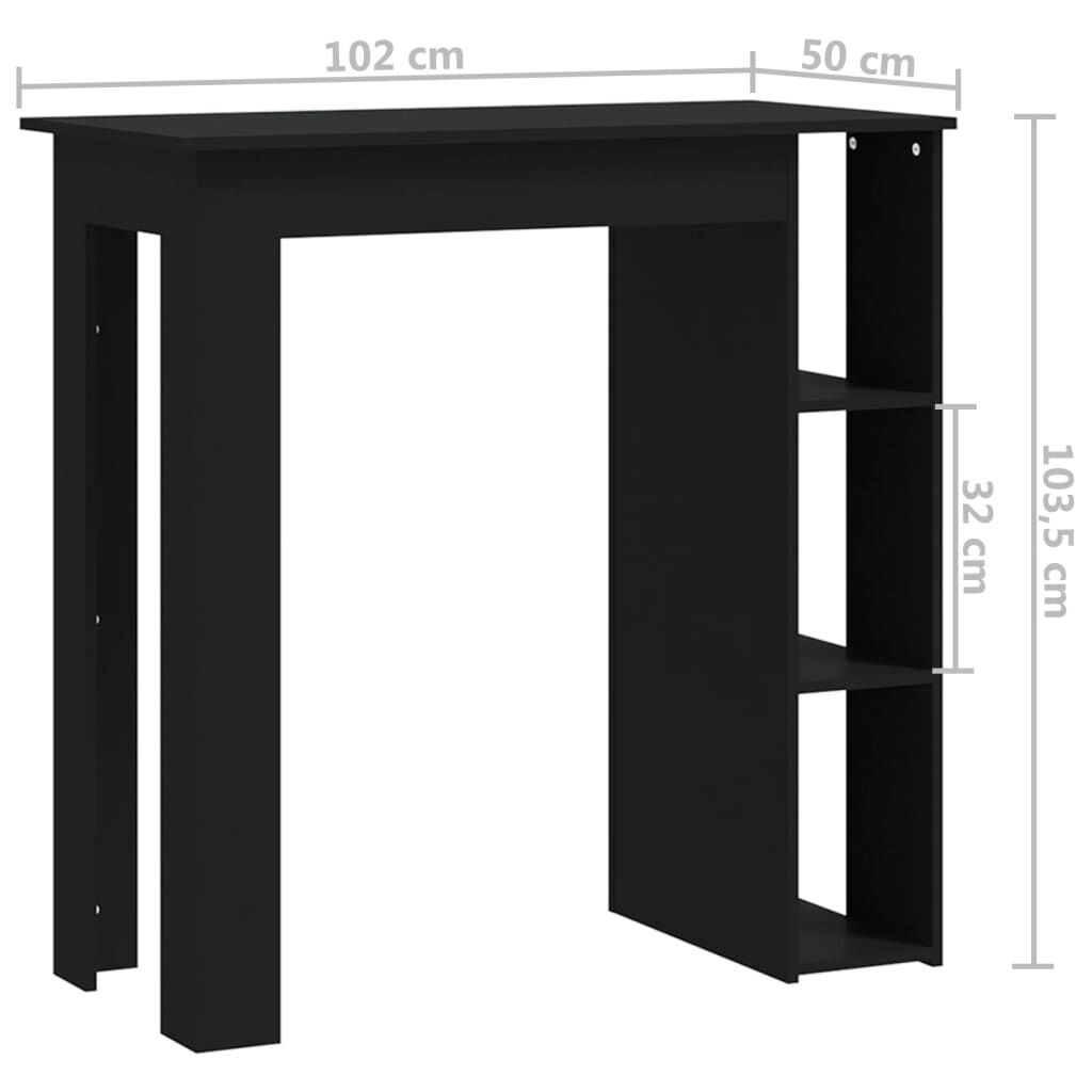 vidaXL Τραπέζι Κονσόλα με Ράφι Μαύρο 102x50x103,5εκ. Επεξεργ. Ξύλο
