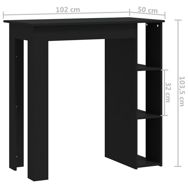 vidaXL Τραπέζι Κονσόλα με Ράφι Μαύρο 102x50x103,5εκ. Επεξεργ. Ξύλο