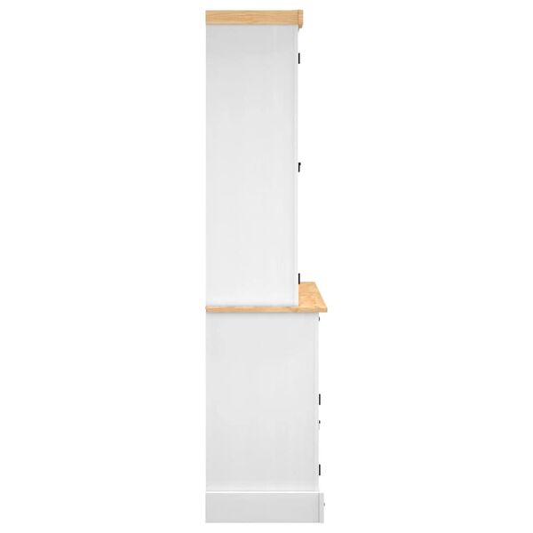 vidaXL Βιτρίνα Corona Λευκή 112 x 43 x 196 εκ. από Μασίφ Ξύλο Πεύκου