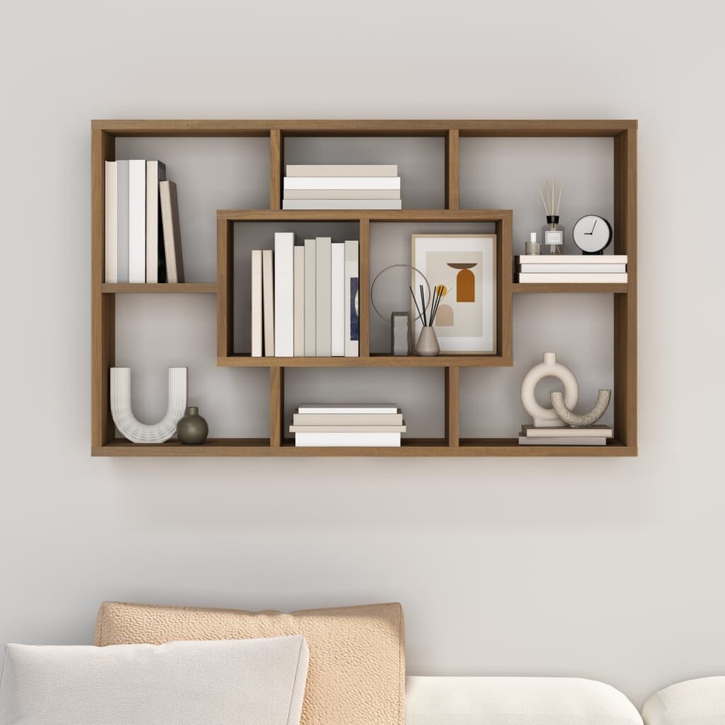 vidaXL Ραφιέρα Τοίχου Καφέ Δρυς 85x16x52,5 εκ. Επεξεργασμένο Ξύλο