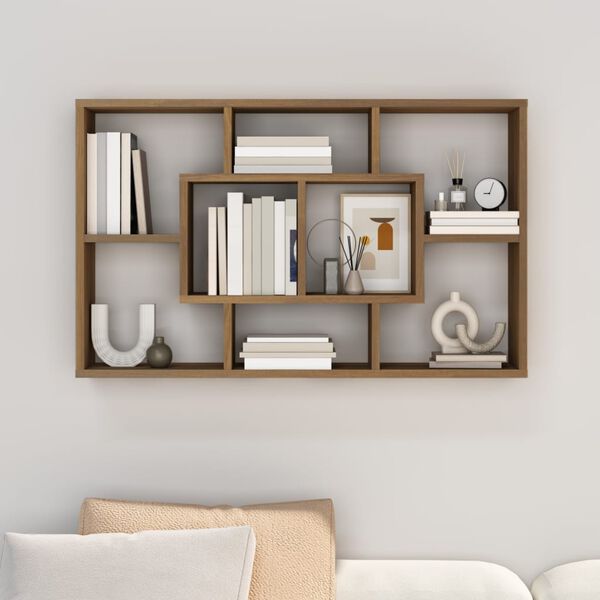 vidaXL Ραφιέρα Τοίχου Καφέ Δρυς 85x16x52,5 εκ. Επεξεργασμένο Ξύλο
