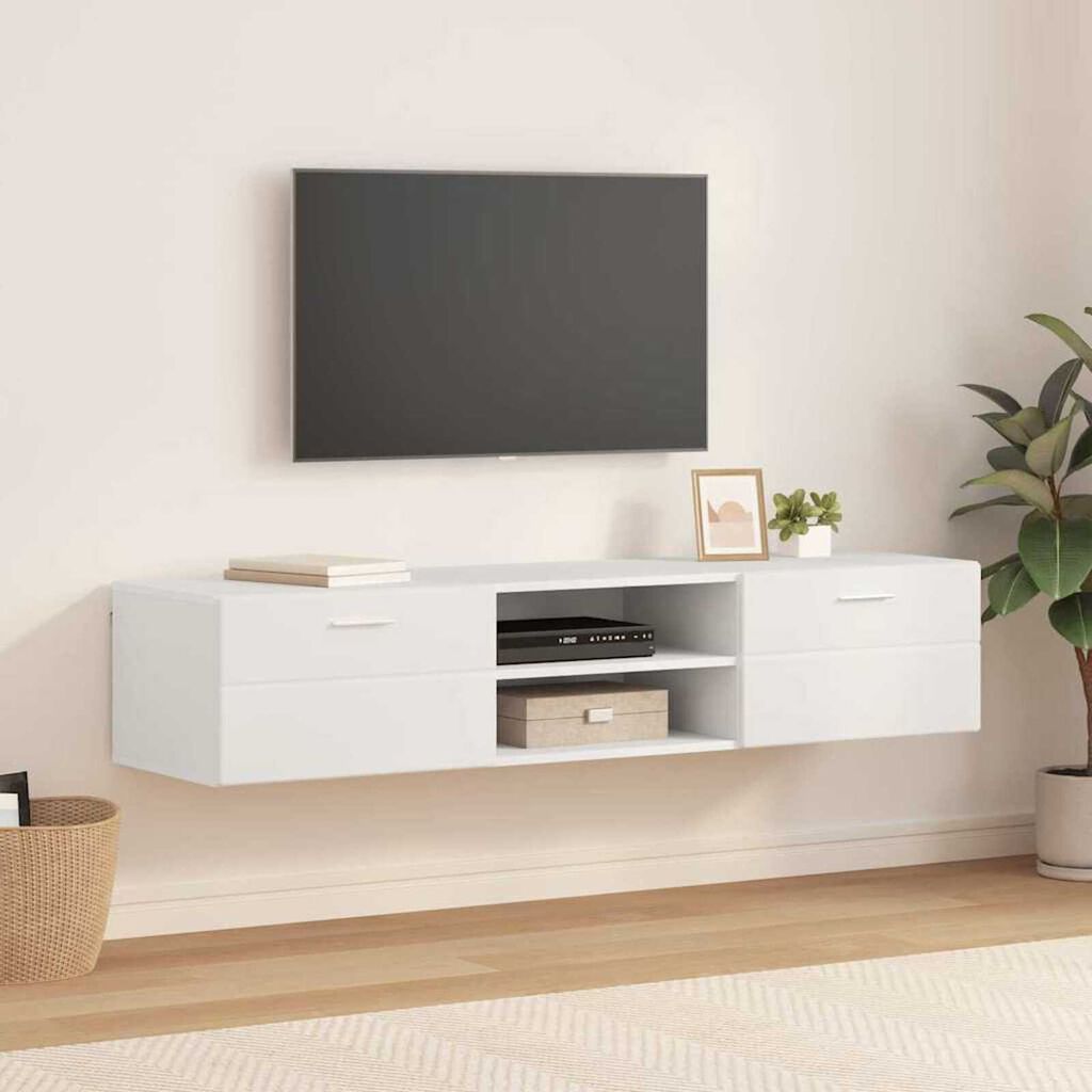 vidaXL Ντουλάπι TV με ράφι Λευκό 150 x 39 x 30 εκ Επεξεργασμένο ξύλο