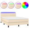 vidaXL &Kappa;&rho;&epsilon;&beta;ά&tau;&iota; Boxspring &mu;&epsilon; &Sigma;&tau;&rho;ώ&mu;&alpha; & LED &Kappa;&rho;&epsilon;&mu; 140x200 &epsilon;&kappa;. &Upsilon;&phi;&alpha;&sigma;&mu;ά&tau;&iota;&nu;&omicron;