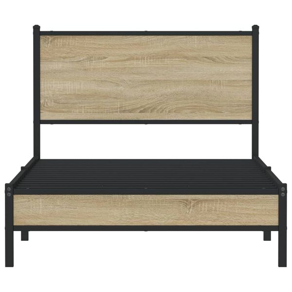 vidaXL Σκελετός Κρεβ. Χωρίς Στρώμα Sonoma Δρυς 100x200 εκ. Μεταλλικό