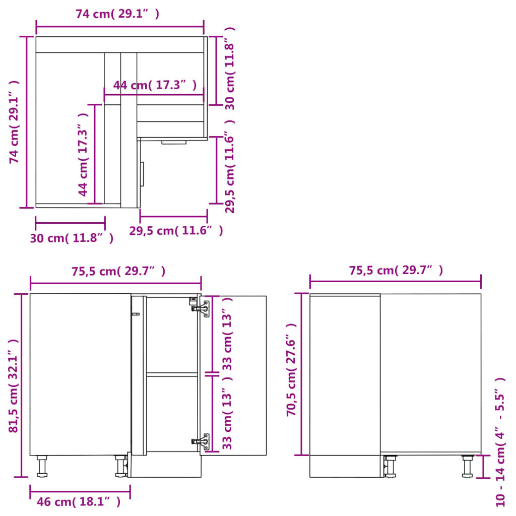 vidaXL Ντουλάπι Κουζίνας Lyon Γκρι sonoma75,5x75,5x81,5εκ.