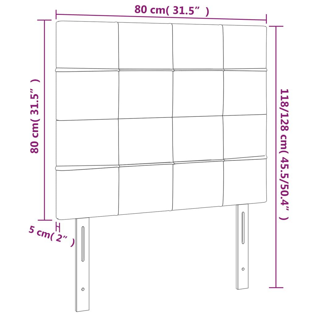 vidaXL Κεφαλάρι Κρεβατιού LED Μπλε 80x5x118/128εκ. Υφασμάτινο