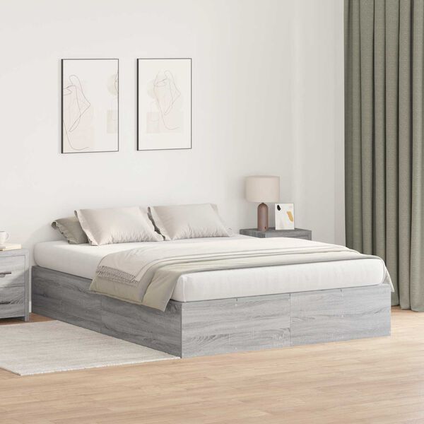 vidaXL Κρεβάτι Αποθήκευσης Γκρι Sonoma 140 x 200 εκ