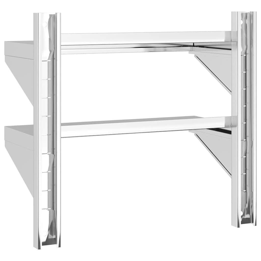 vidaXL Ράφι Τοίχου 2 Επιπ. Ασημί 50x23,5x48 εκ. Ανοξείδωτο Ατσάλι