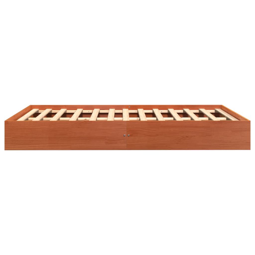vidaXL Σκελετός Κρεβατιού Χωρίς Στρώμα Καφέ 140x190 Μασίφ Ξύλο Πεύκου