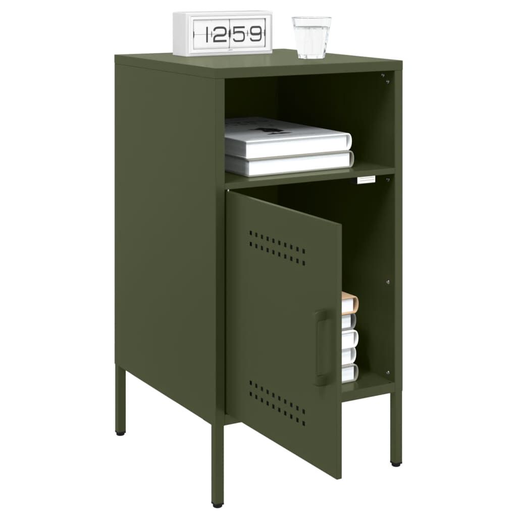 vidaXL Κομοδίνα 2 τεμ. Πράσινο Λαδί 36x39x68 εκ. από Χάλυβα