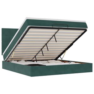 vidaXL &Omicron;&theta;&omega;&mu;&alpha;&nu;&iota;&kappa;ό &kappa;&rho;&epsilon;&beta;ά&tau;&iota; &mu;&epsilon; &sigma;&tau;&rho;ώ&mu;&alpha;&tau;&alpha;&LEDs Dark Green 180x200cm Velvet