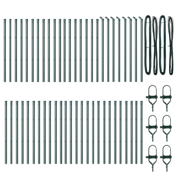 vidaXL Στύλος Περιφράξεων Άλλο 52 pcs Πράσινο 3,2 x 3,2 x 80 εκ Ατσάλι