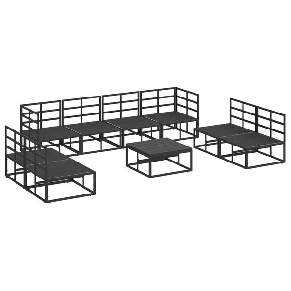 vidaXL Σετ Καναπέ Κήπου 9 pcs Μαύρο 70 x 70 x 32 εκ Αλουμίνιο