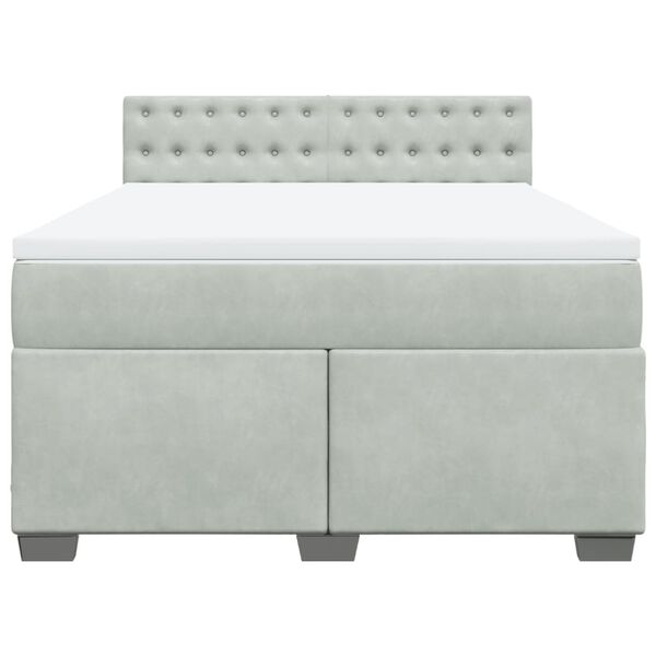 vidaXL Κρεβάτι Boxspring με Στρώμα Ανοιχτό Γκρι 140x200 εκ. Βελούδινο