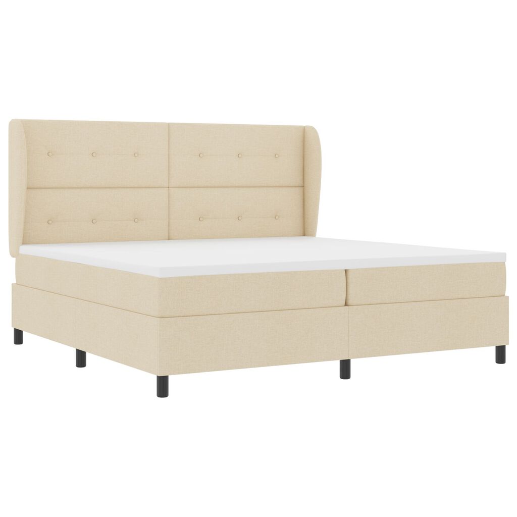 vidaXL Κρεβάτι Box Spring με Στρώμα - Κρεμ, 200x200 εκ. Ύφασμα