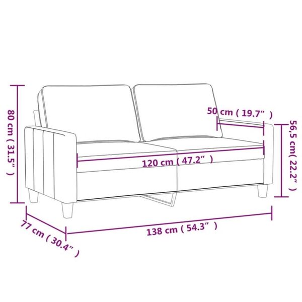 vidaXL Καναπές Διθέσιος Taupe 120 εκ. Υφασμάτινος
