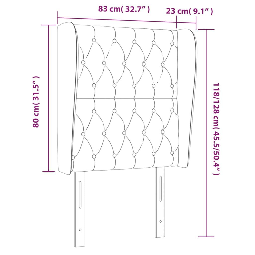 vidaXL Κεφαλάρι με Πτερύγια Ροζ 83x23x118/128 εκ. Βελούδινο