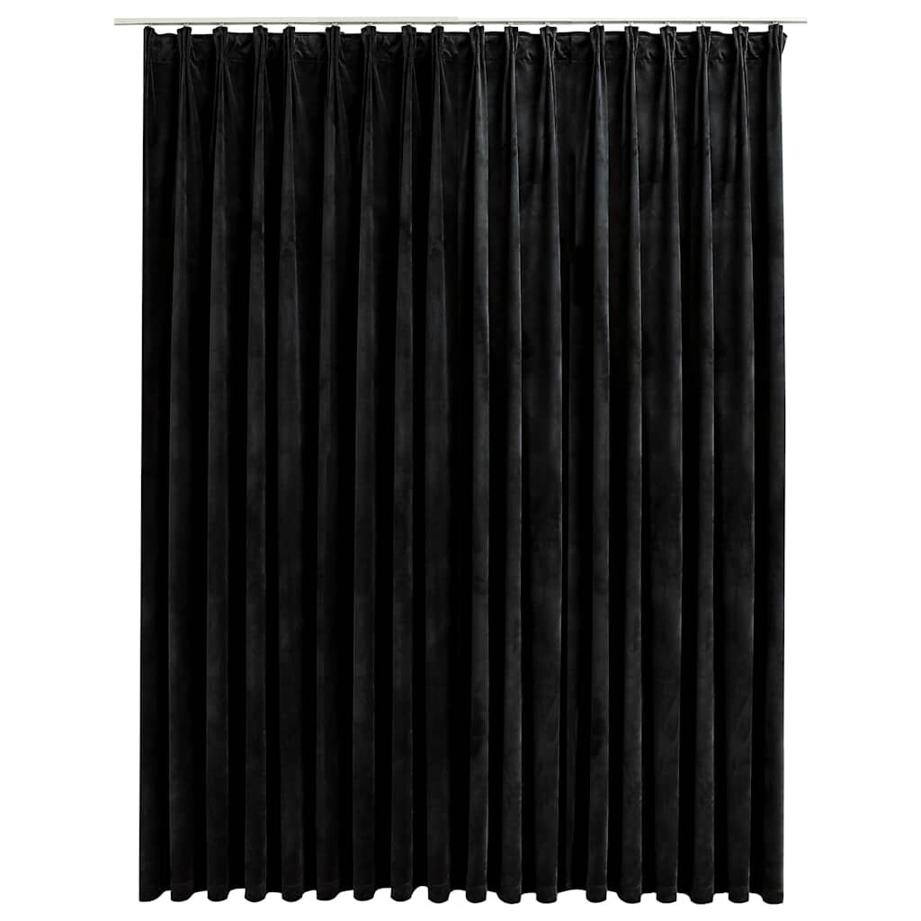 vidaXL Κουρτίνα Συσκότισης με Γάντζους Μαύρη 290 x 245 εκ. Βελούδο