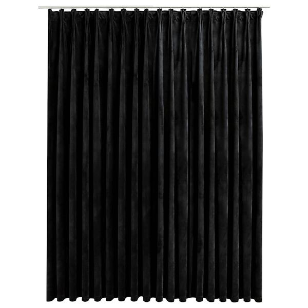 vidaXL Κουρτίνα Συσκότισης με Γάντζους Μαύρη 290 x 245 εκ. Βελούδο