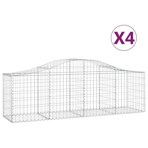 vidaXL Συρματοκιβώτια Τοξωτά 4 τεμ. 200x50x60/80 εκ. Γαλβαν. Ατσάλι
