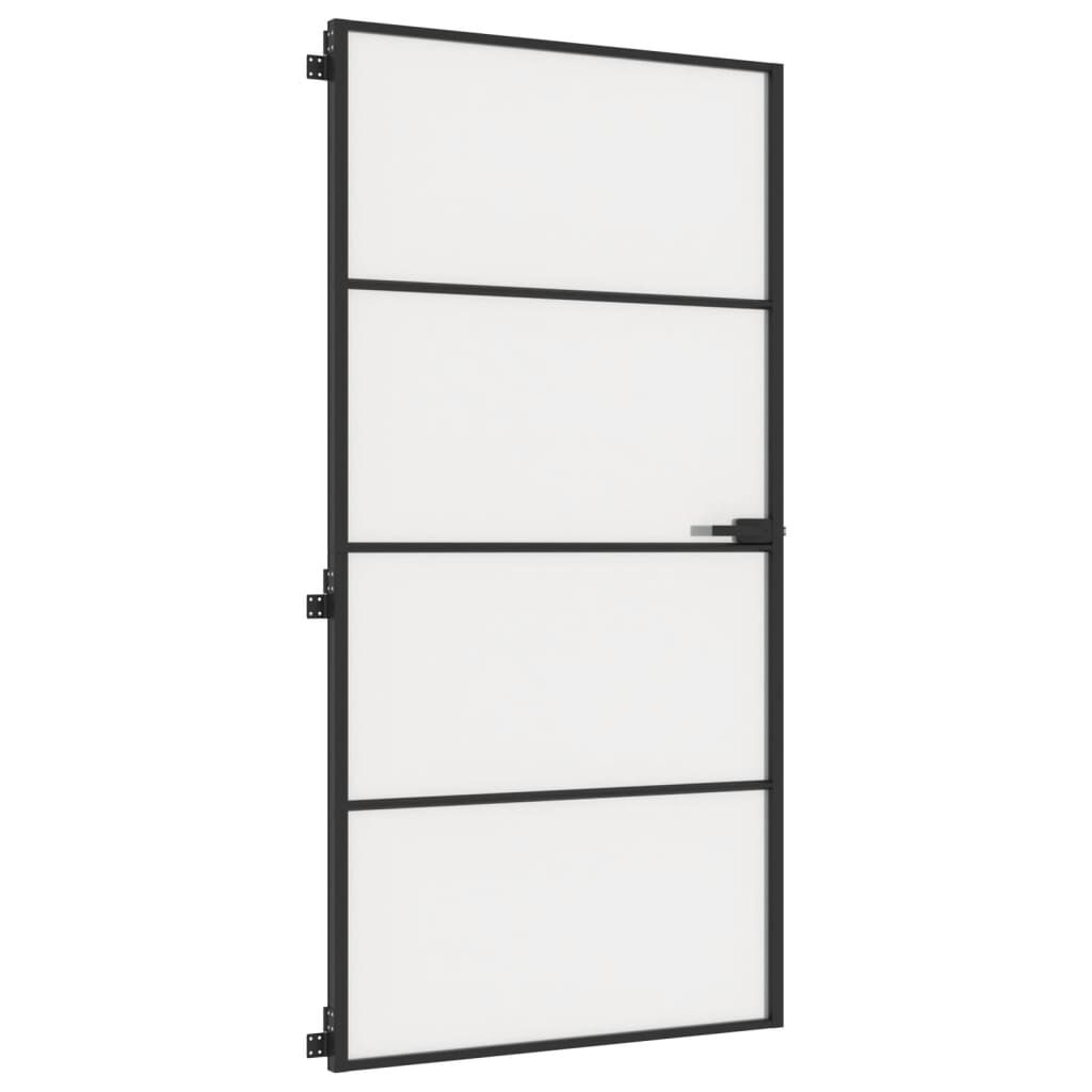 vidaXL Εσωτερική Πόρτα Μαύρη 102,5x201,5 εκ. Ψημένο Γυαλί & Αλουμίνιο