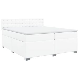 vidaXL Κρεβάτι Boxspring με Στρώμα Λευκό 200x200 εκ. Συνθετικό Δέρμα